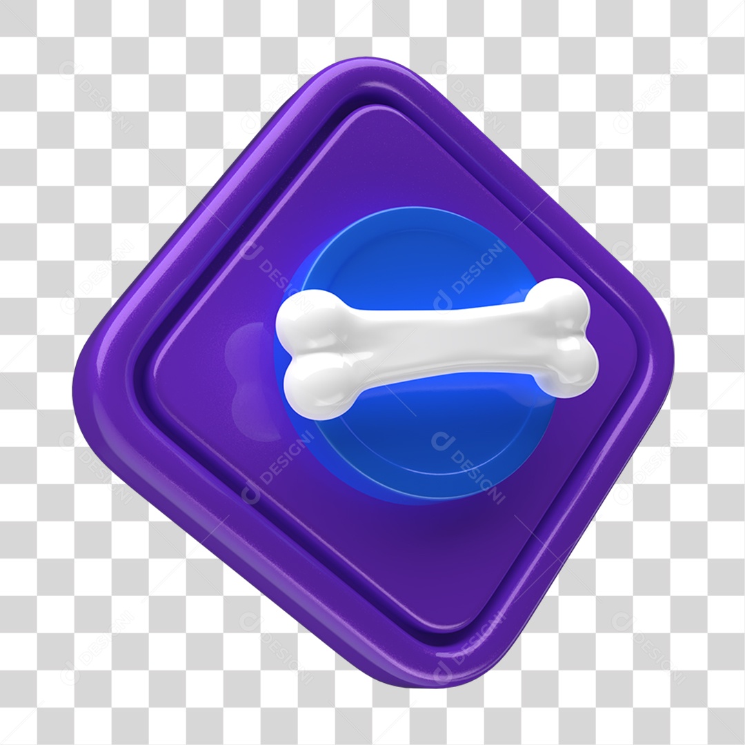 Ícone 3D Placa Símbolo Osso PNG Transparente