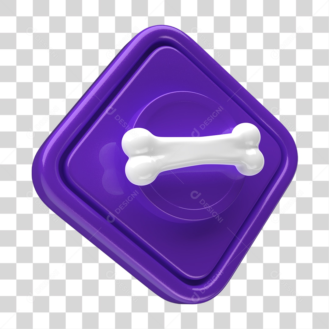 Ícone 3D Placa Símbolo Osso PNG Transparente