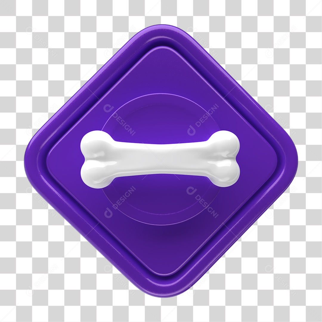 Ícone 3D Placa Símbolo Osso PNG Transparente
