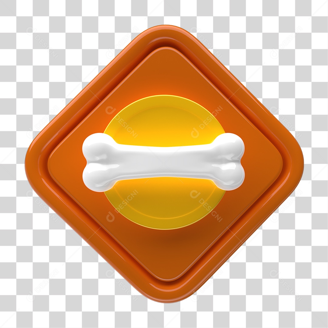 Ícone 3D Placa Símbolo Osso PNG Transparente