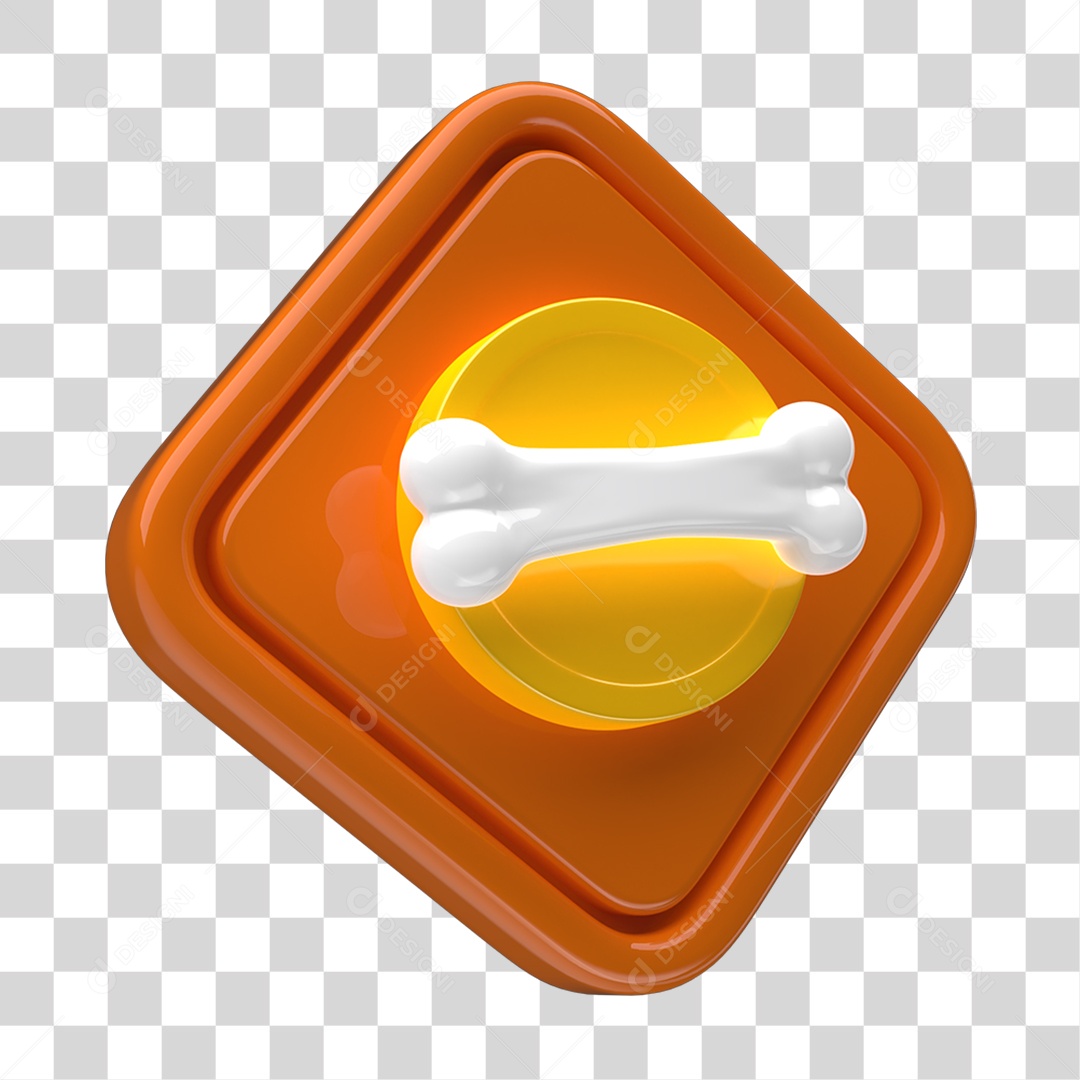 Ícone 3D Placa Símbolo Osso PNG Transparente