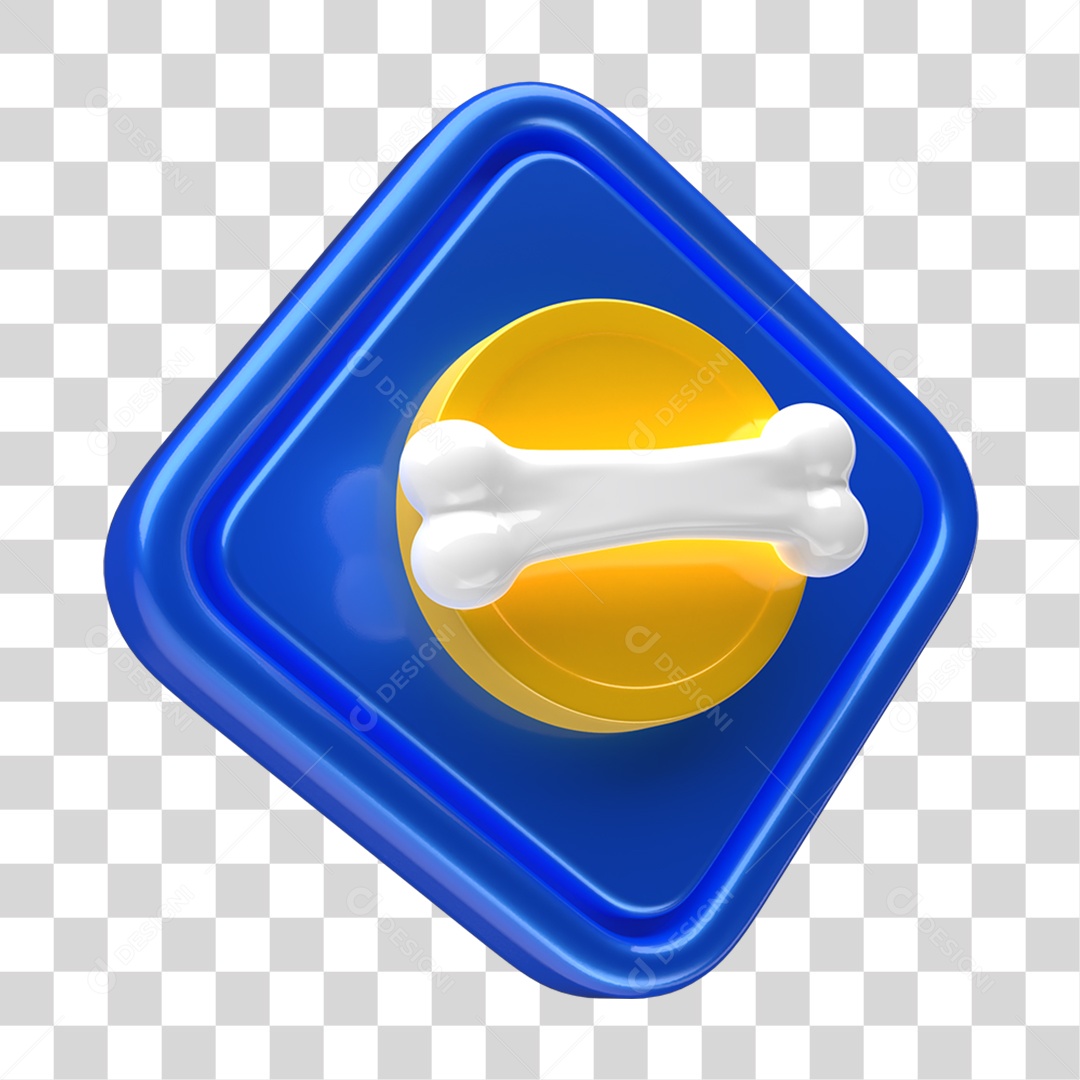 Ícone 3D Placa Símbolo Osso PNG Transparente