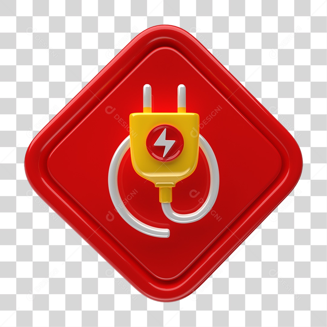 Ícone 3D Placa Símbolo Tomada PNG Transparente