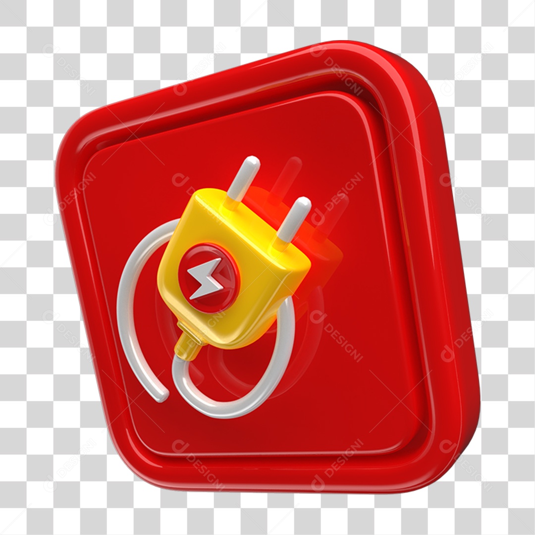 Ícone 3D Placa Símbolo Tomada PNG Transparente
