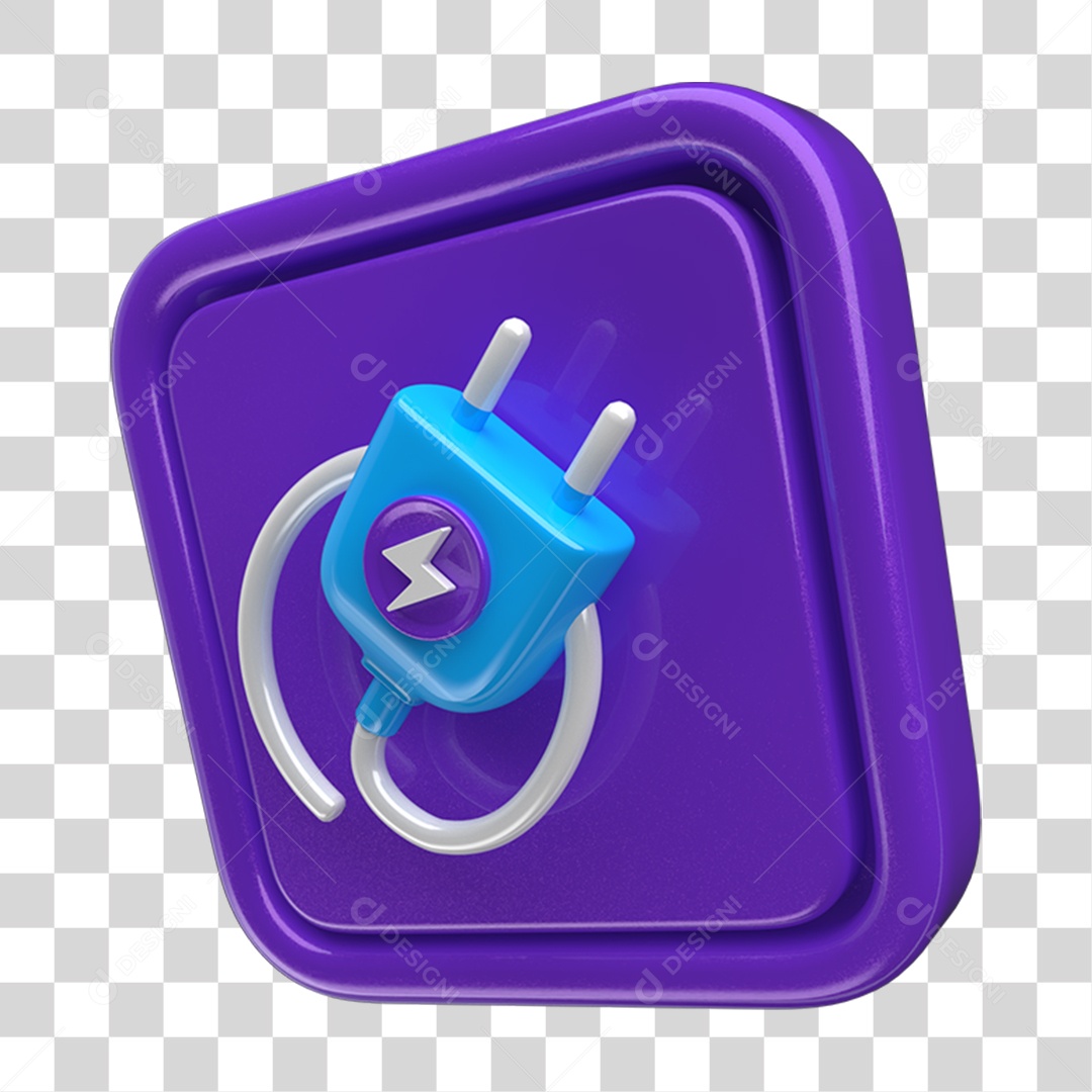 Ícone 3D Placa Símbolo Tomada PNG Transparente