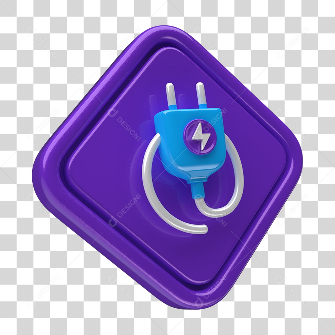 Ícone 3D Placa Símbolo Tomada PNG Transparente
