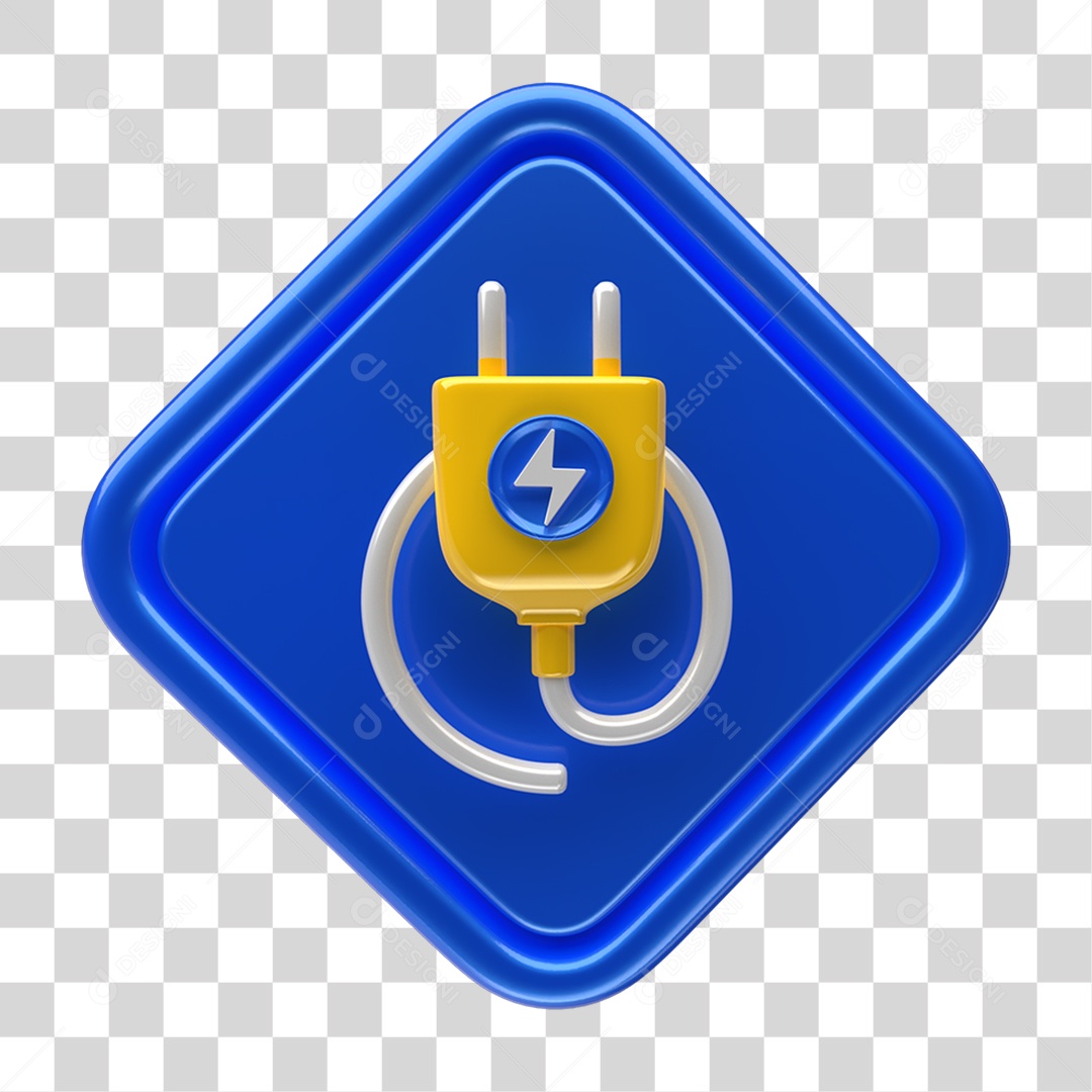 Ícone 3D Placa Símbolo Tomada PNG Transparente