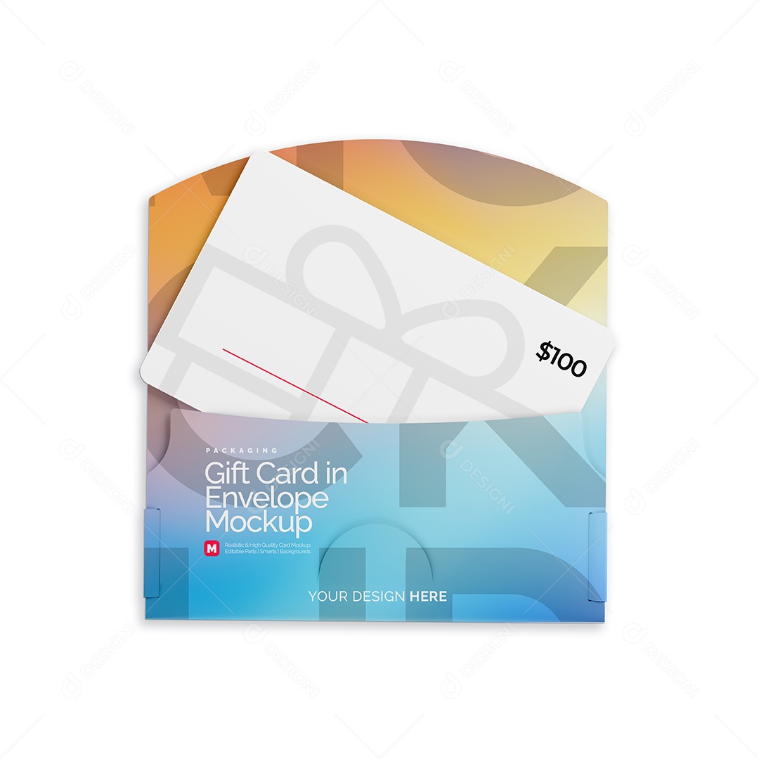 Cartão Presente em Envelope PSD Editável Mockup