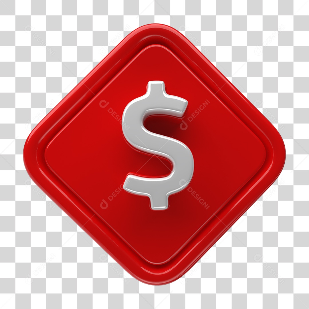 Ícone 3D Placa Símbolo Cifrão PNG Transparente