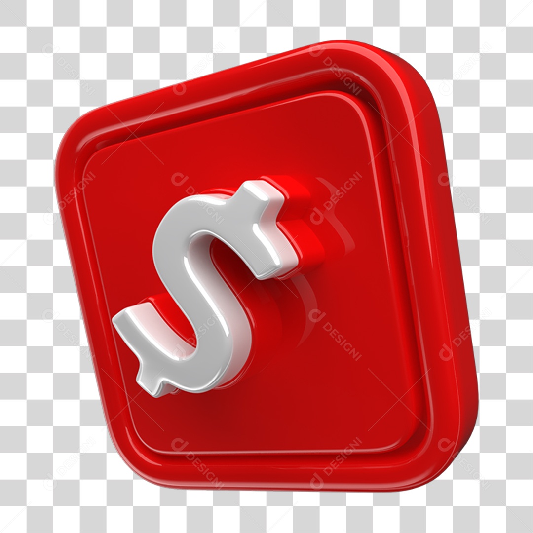 Ícone 3D Placa Símbolo Cifrão PNG Transparente