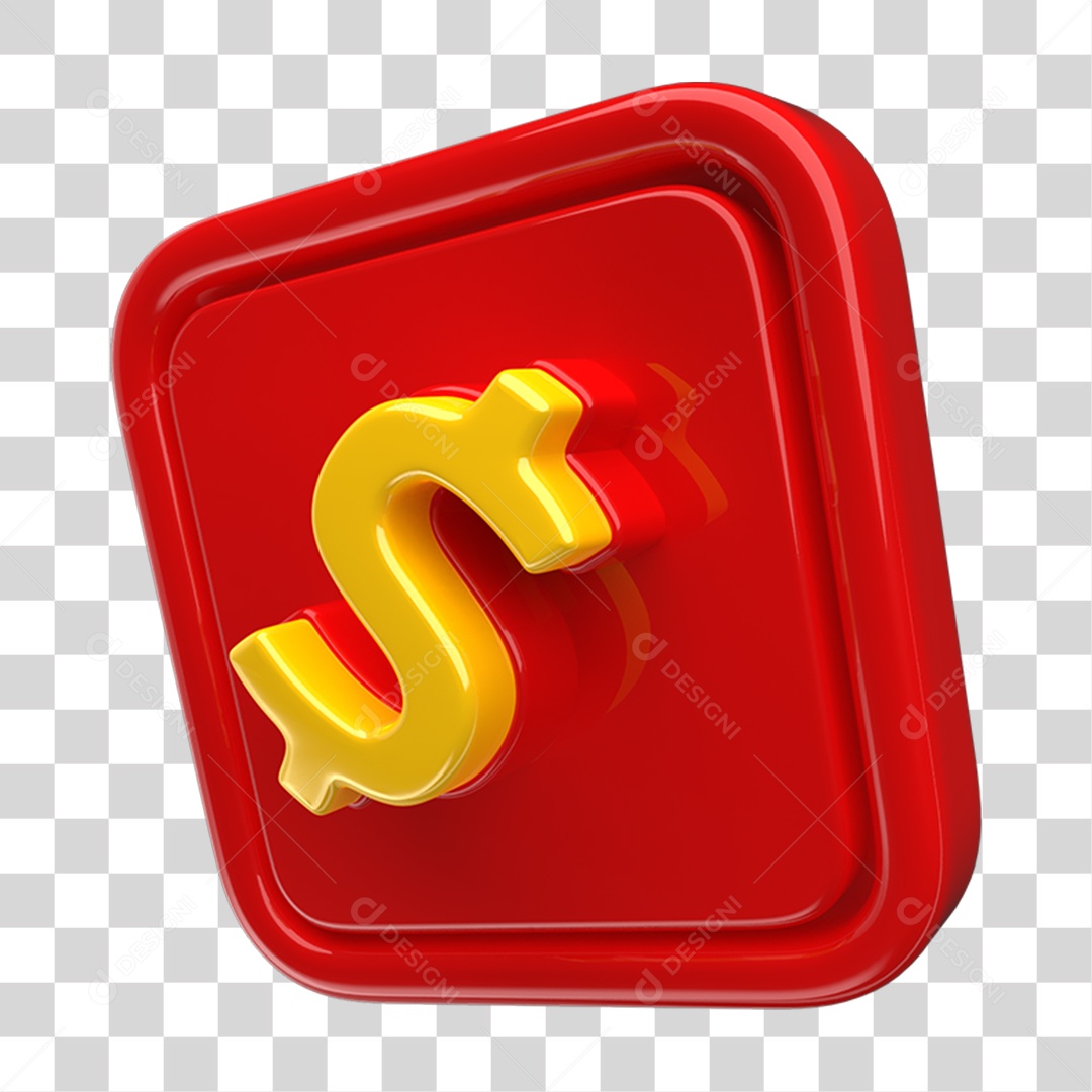 Ícone 3D Placa Símbolo Cifrão PNG Transparente