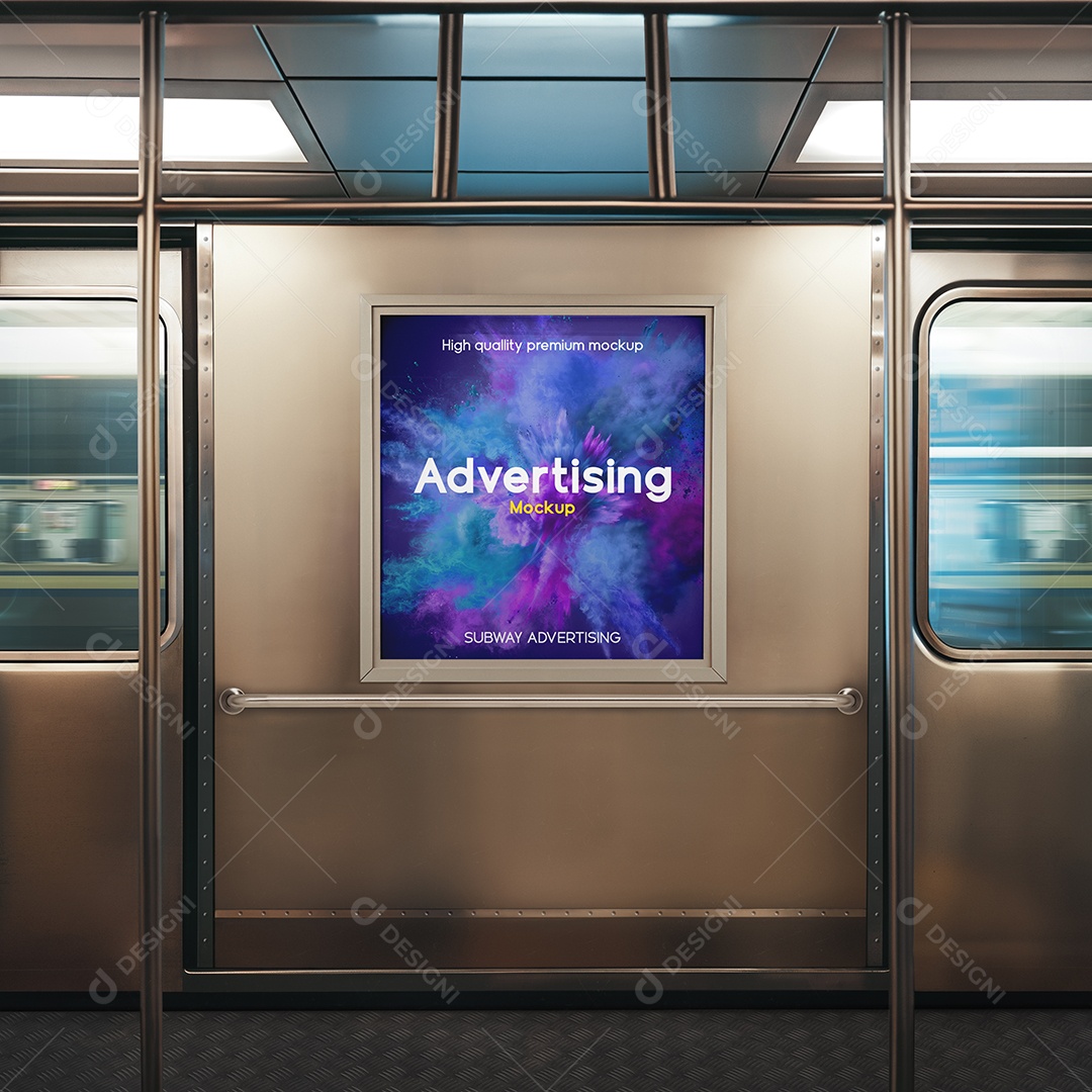 Outdoor de Publicidade em Metrô PSD Editável Mockup