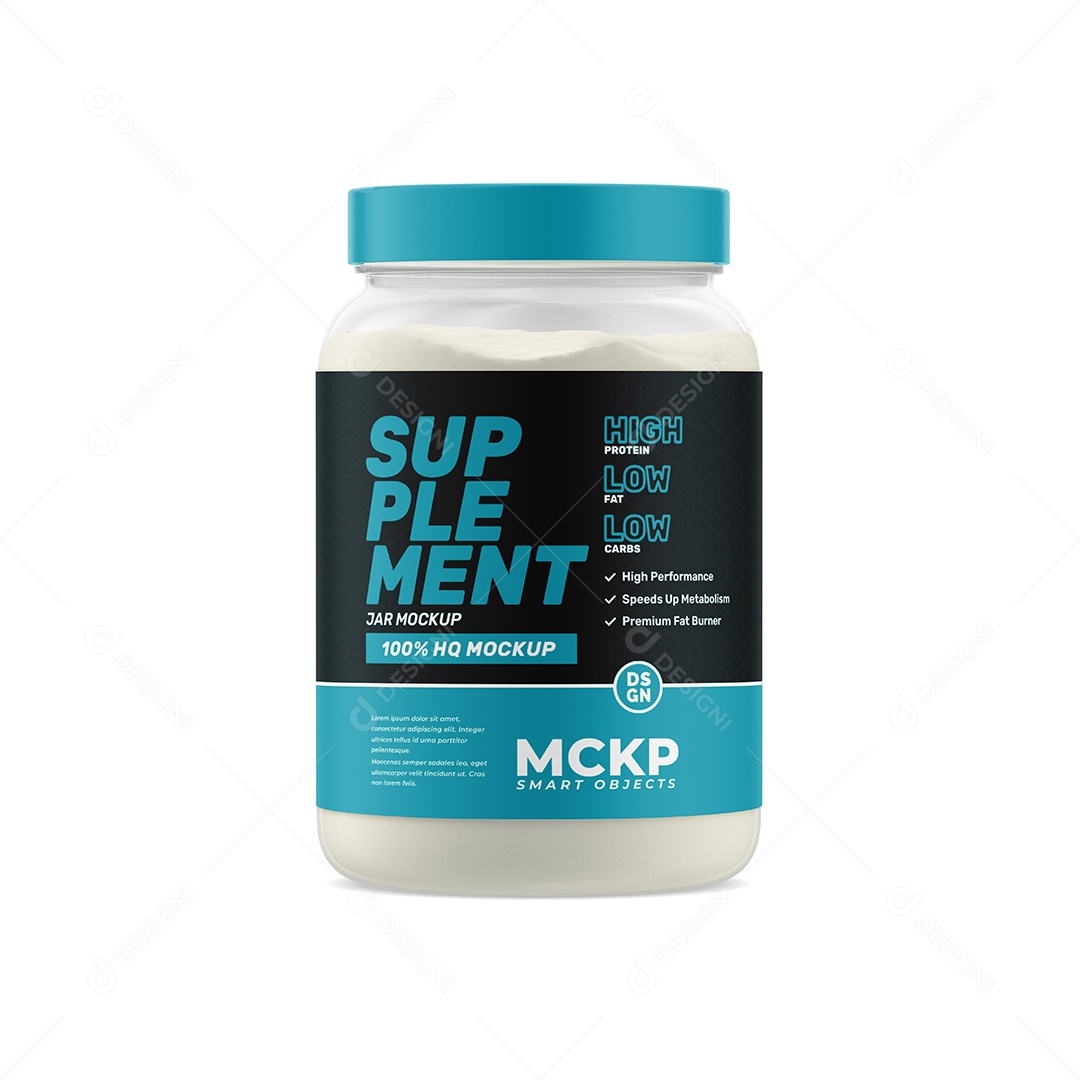 Pote de proteína PSD Editável Mockup