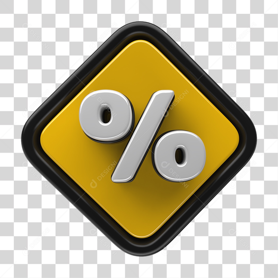 Ícone 3D Placa Símbolo Porcentagem PNG Transparente