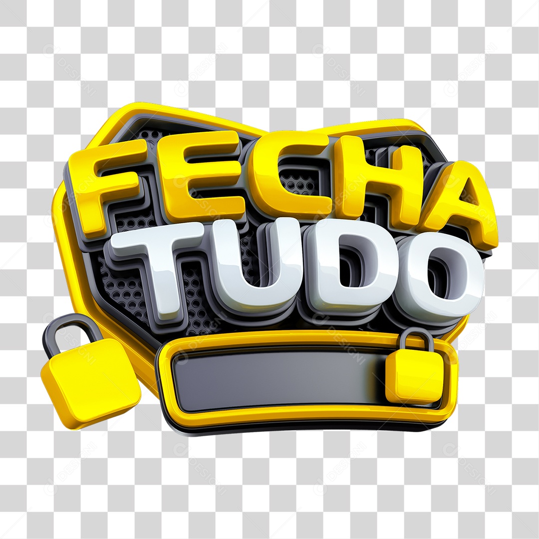 Selo 3D Fecha Tudo PNG Transparente