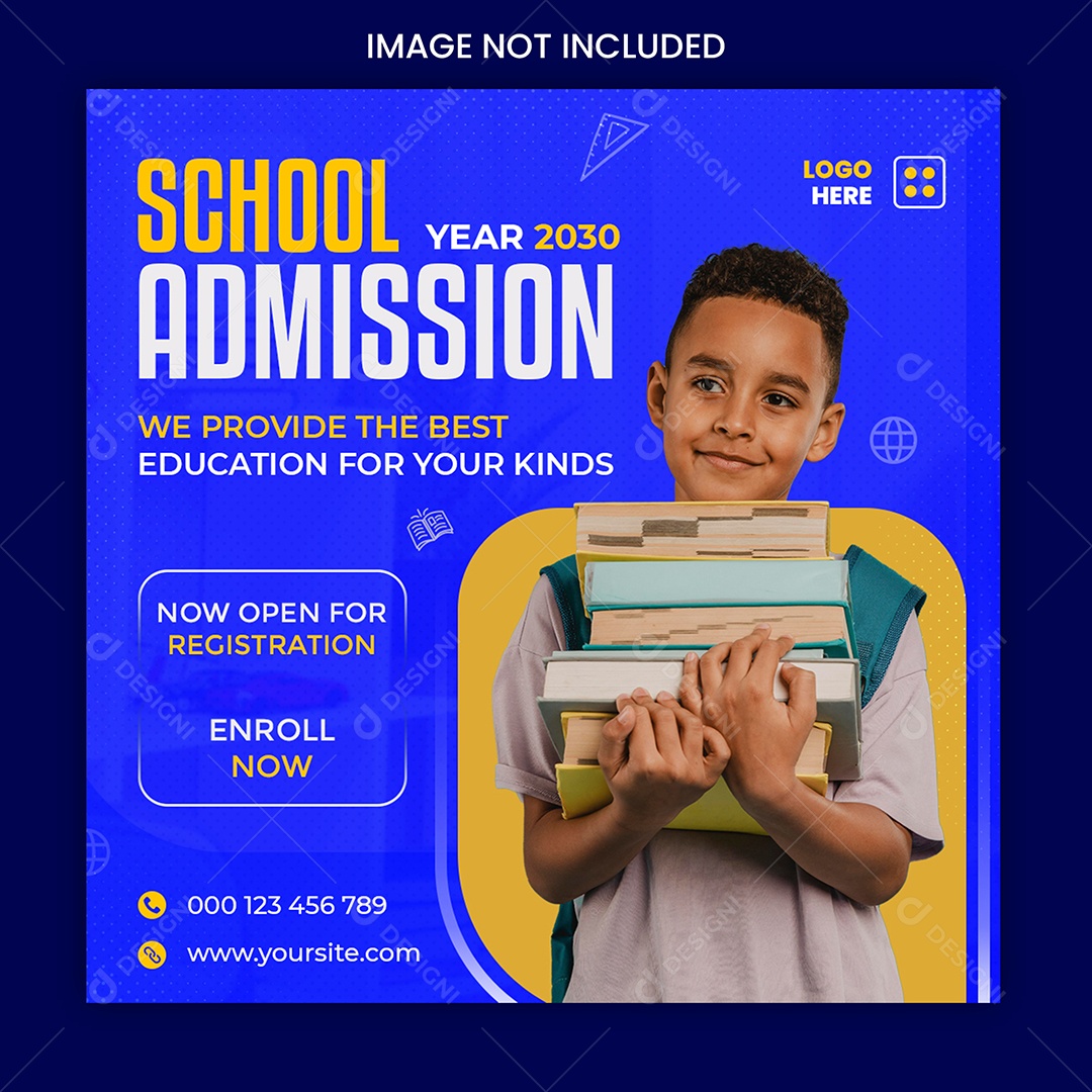 Escola de Admissão 2030 Volta às Aulas Social Media PSD Editável