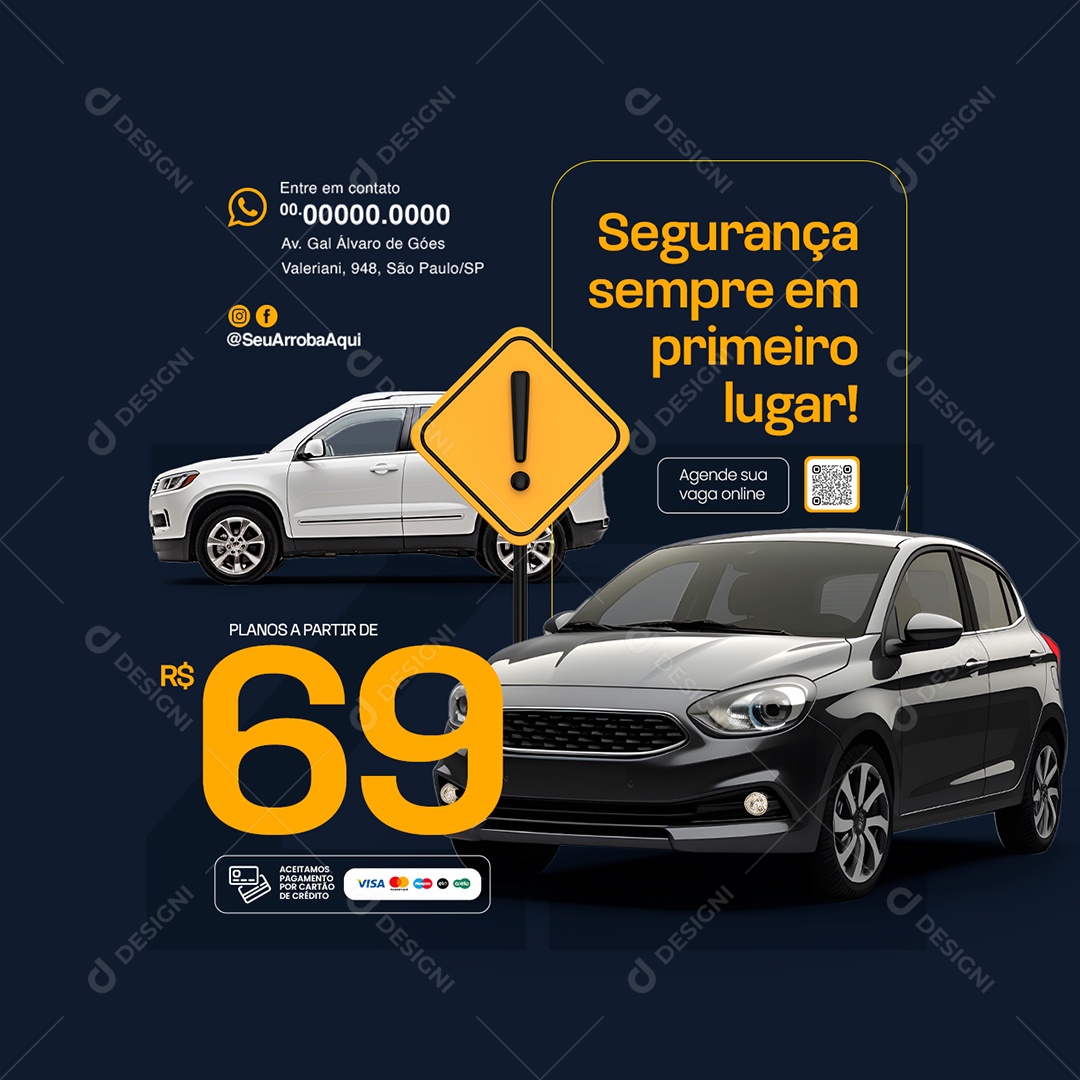 Estacionamento Segurança Sempre em Primeiro Lugar Social Media PSD Editável