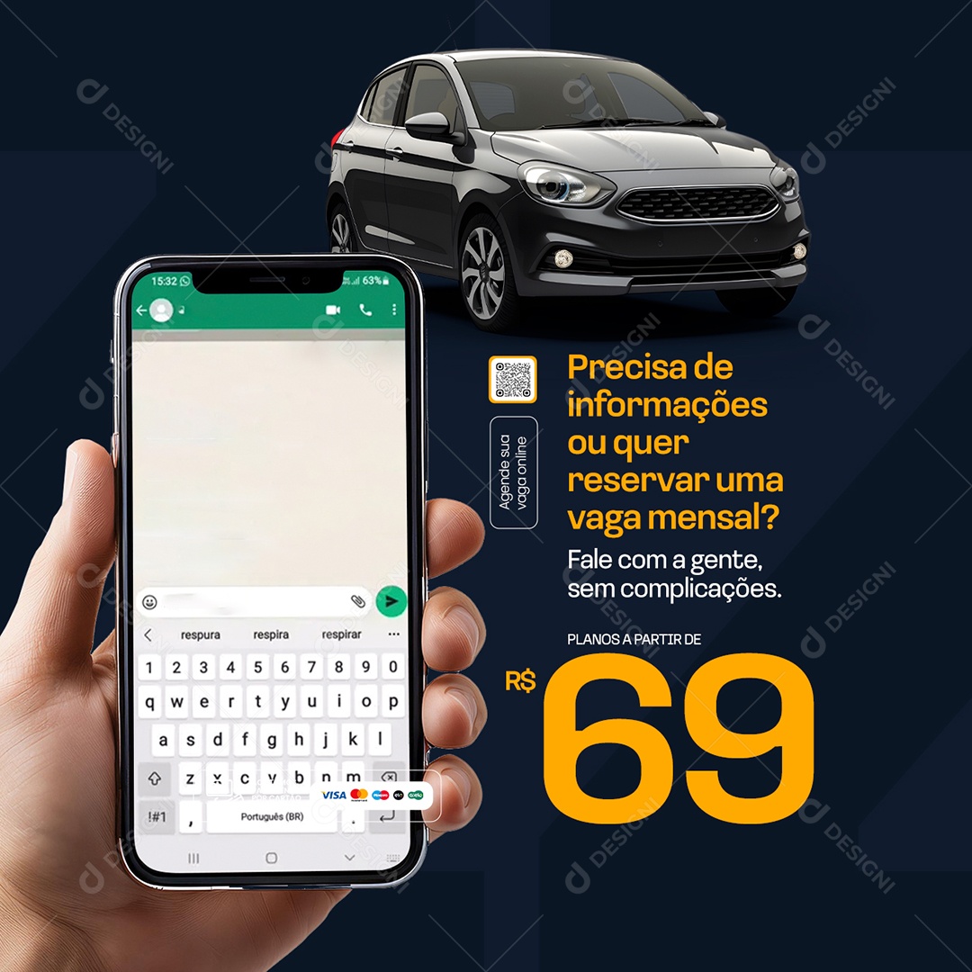 Estacionamento Precisa de Informações Social Media PSD Editável