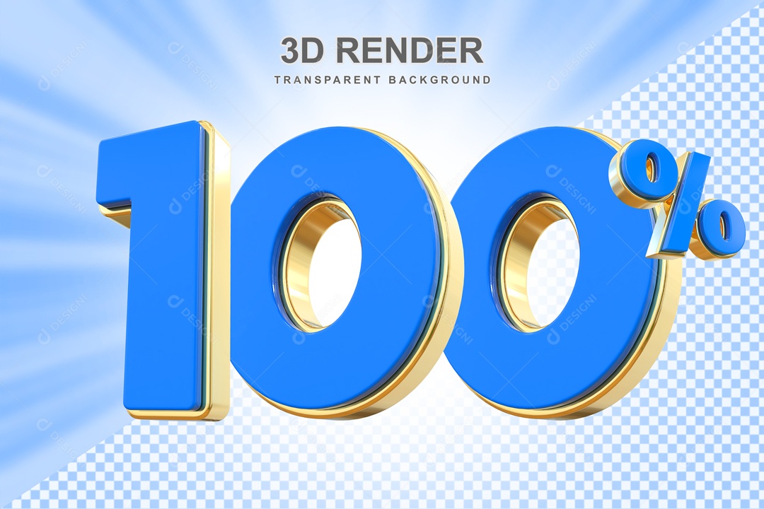 Discount 100% Blue and Gold 3D Element for PSD Composition