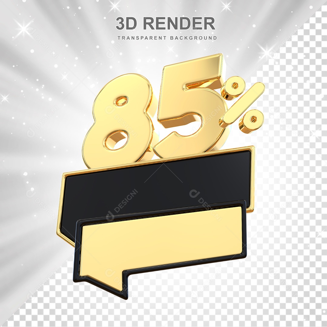 Desconto de 85% Elemento 3D Dourado para Composição PSD