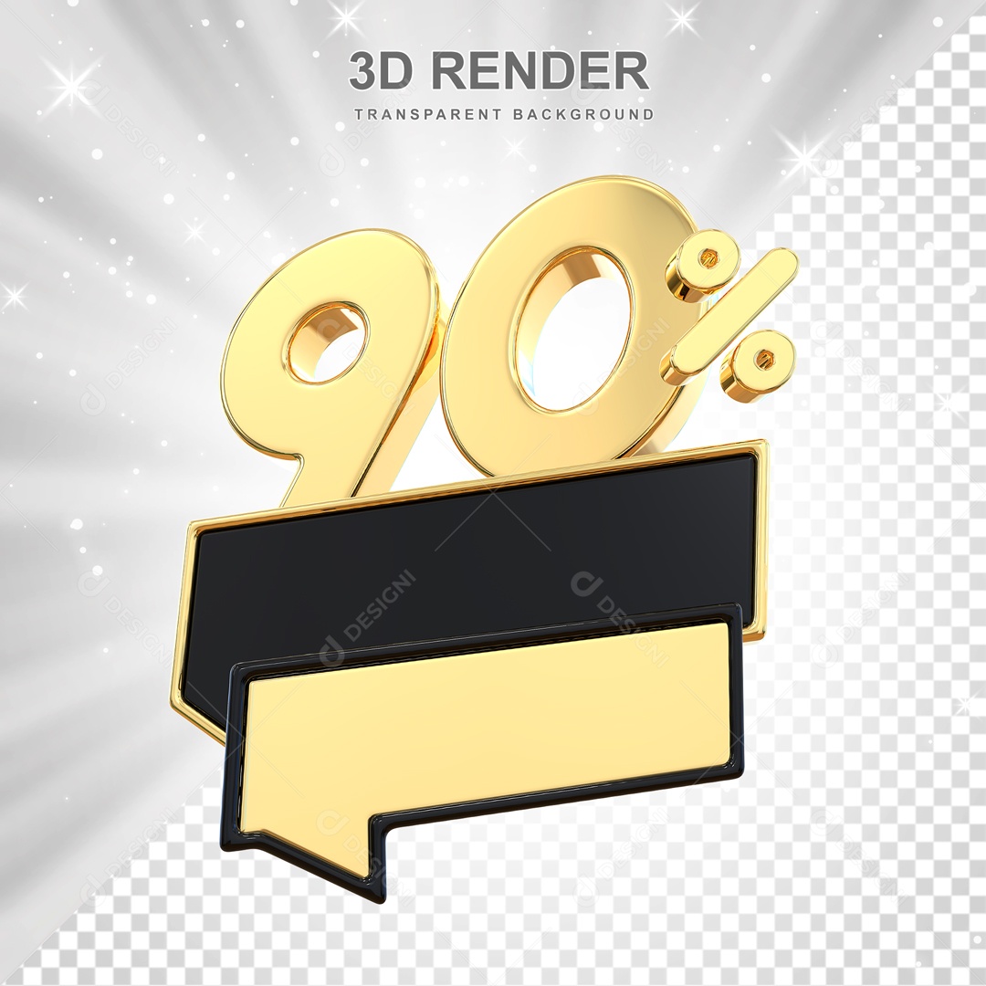 Desconto de 90% Elemento 3D Dourado para Composição PSD