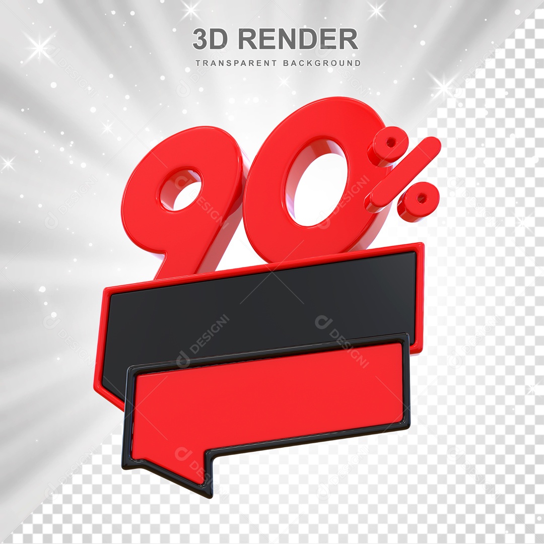 Desconto de 90% Elemento 3D Vermelho e Preto para Composição PSD