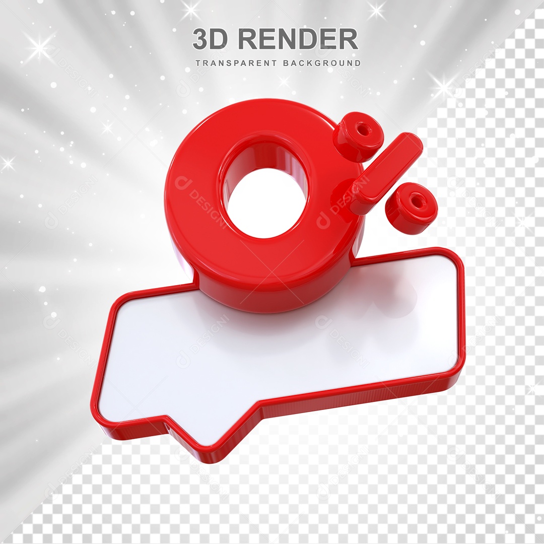 Desconto de 0% Elemento 3D Vermelho para Composição PSD