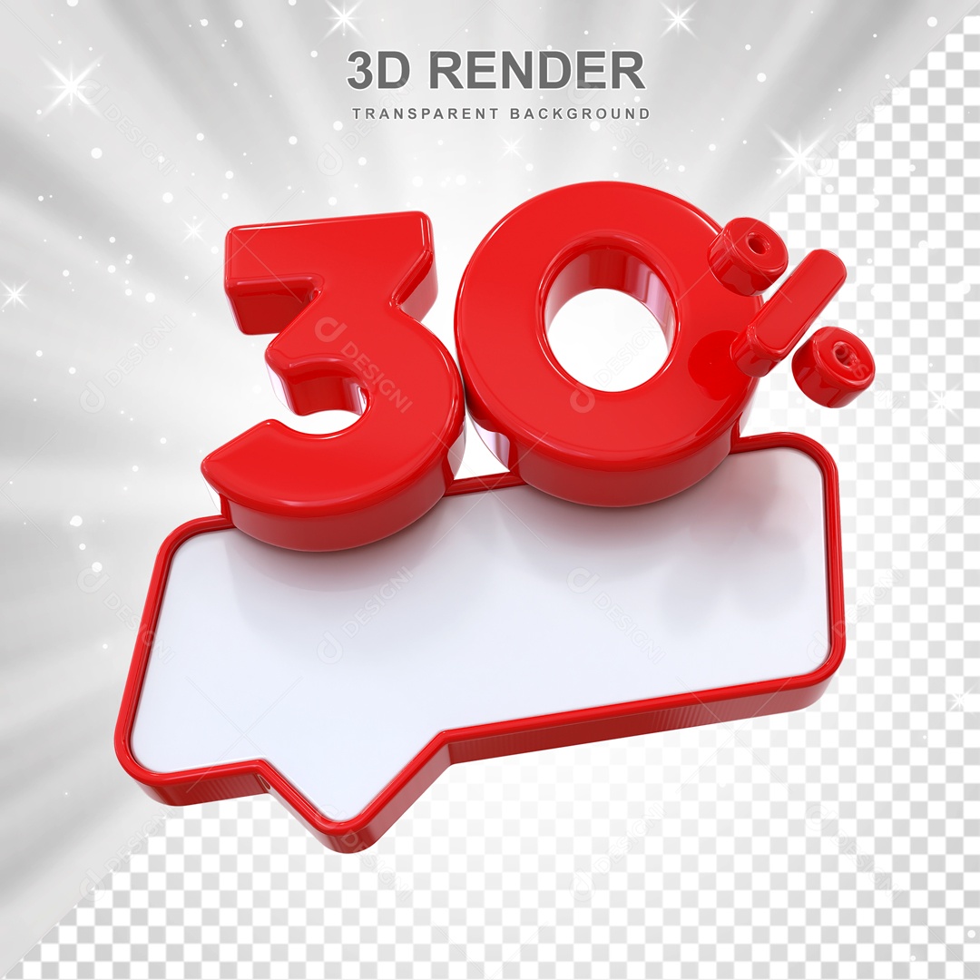 Desconto de 35% Elemento 3D Vermelho para Composição PSD