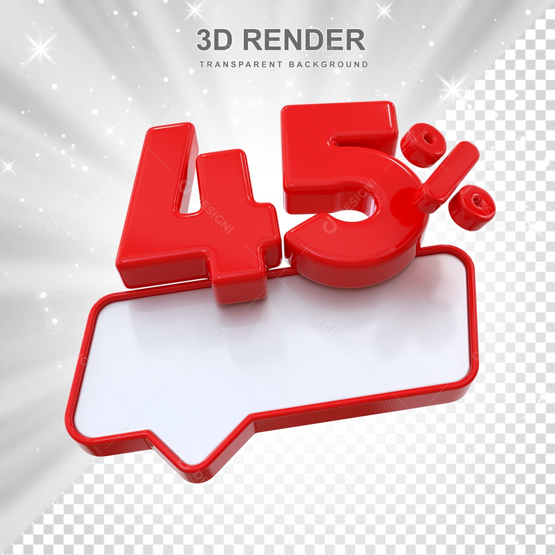 Desconto de 45% Elemento 3D Vermelho para Composição PSD