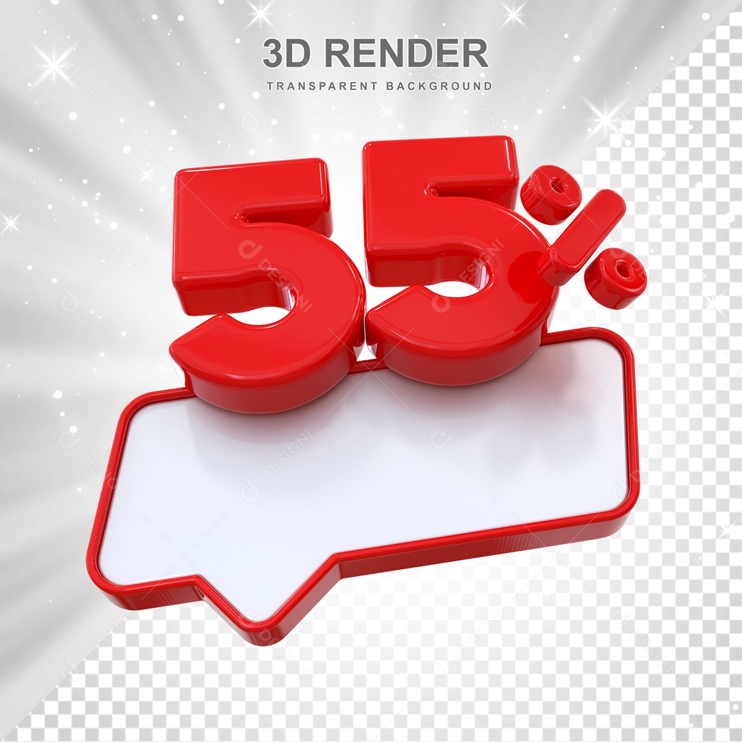 Desconto de 55% Elemento 3D Vermelho para Composição PSD