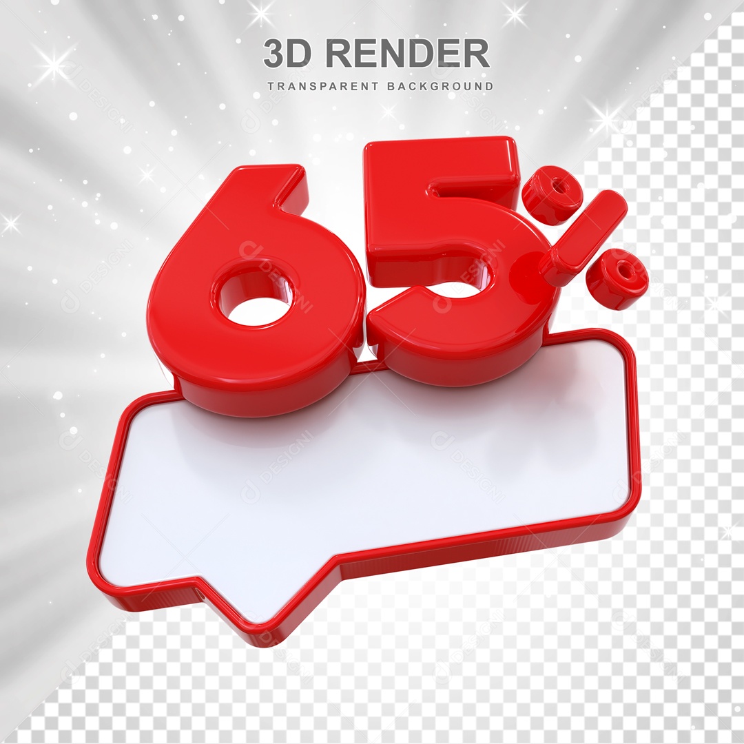 Desconto de 65% Elemento 3D Vermelho para Composição PSD