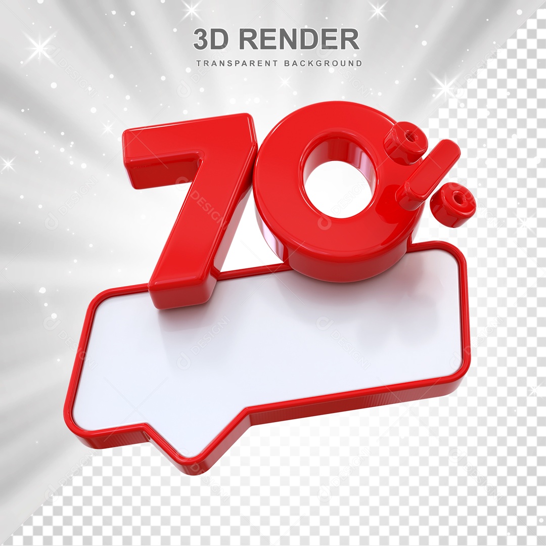 Desconto de 70% Elemento 3D Vermelho para Composição PSD