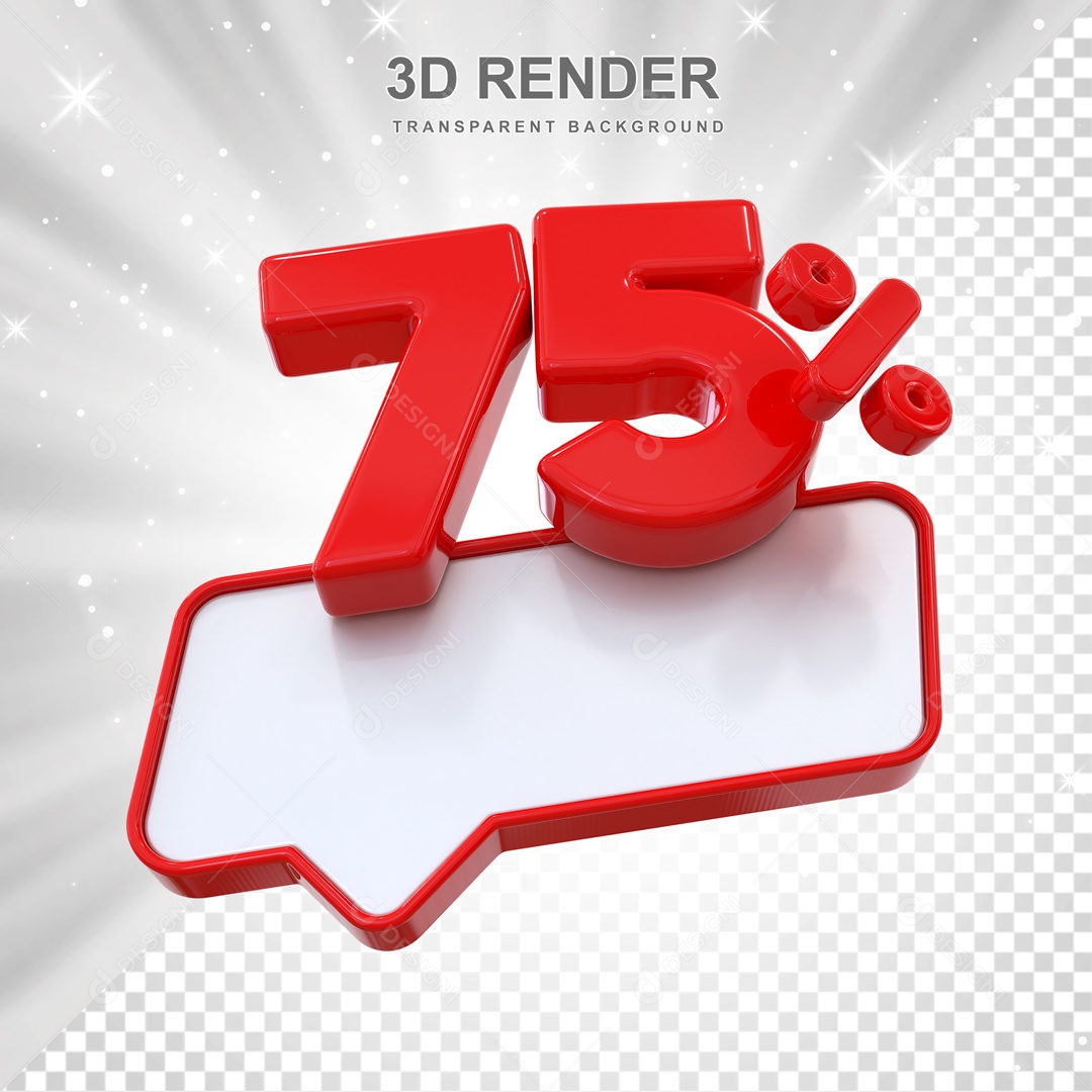 Desconto de 75% Elemento 3D Vermelho para Composição PSD
