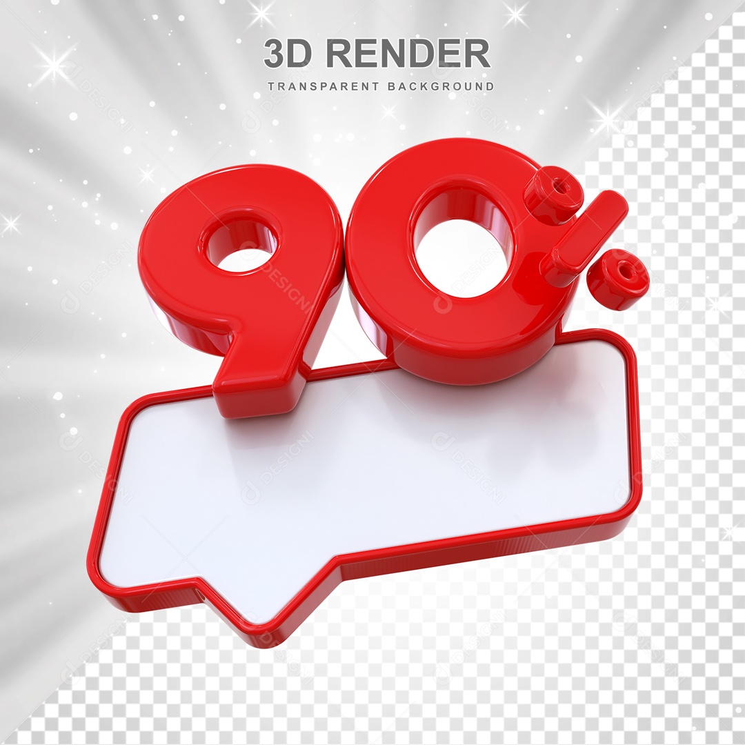 Desconto de 90% Elemento 3D Vermelho para Composição PSD