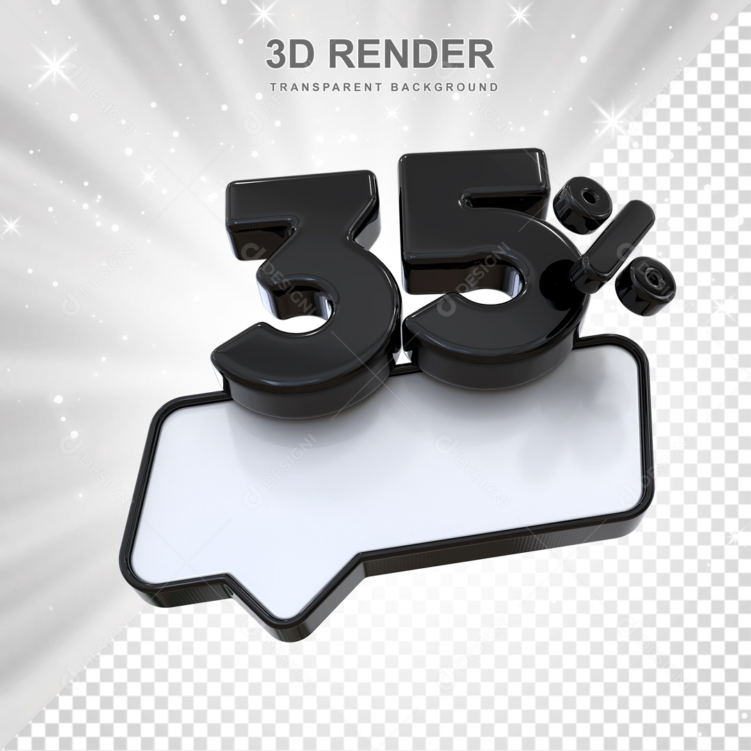 Desconto de 35% Elemento 3D Preto para Composição PSD