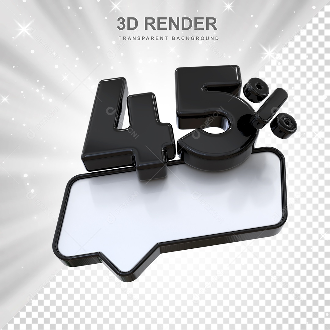 Desconto de 45% Elemento 3D Preto para Composição PSD