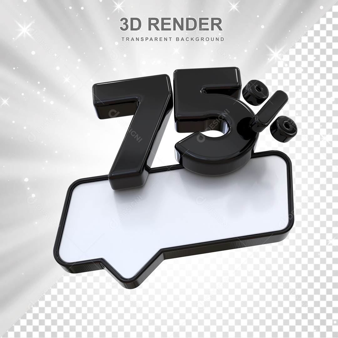 Desconto de 75% Elemento 3D Preto para Composição PSD
