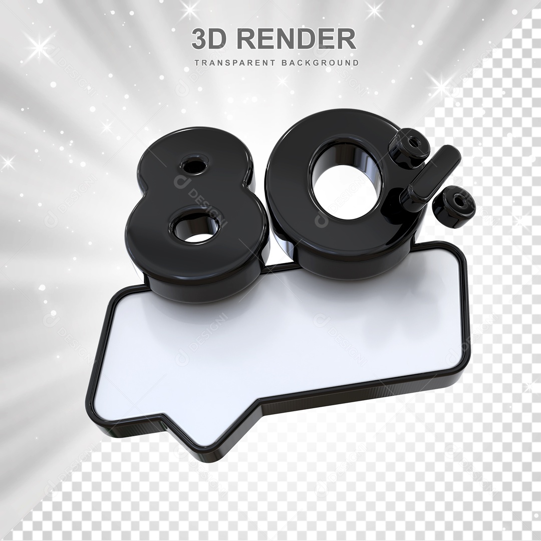 Desconto de 80% Elemento 3D Preto para Composição PSD