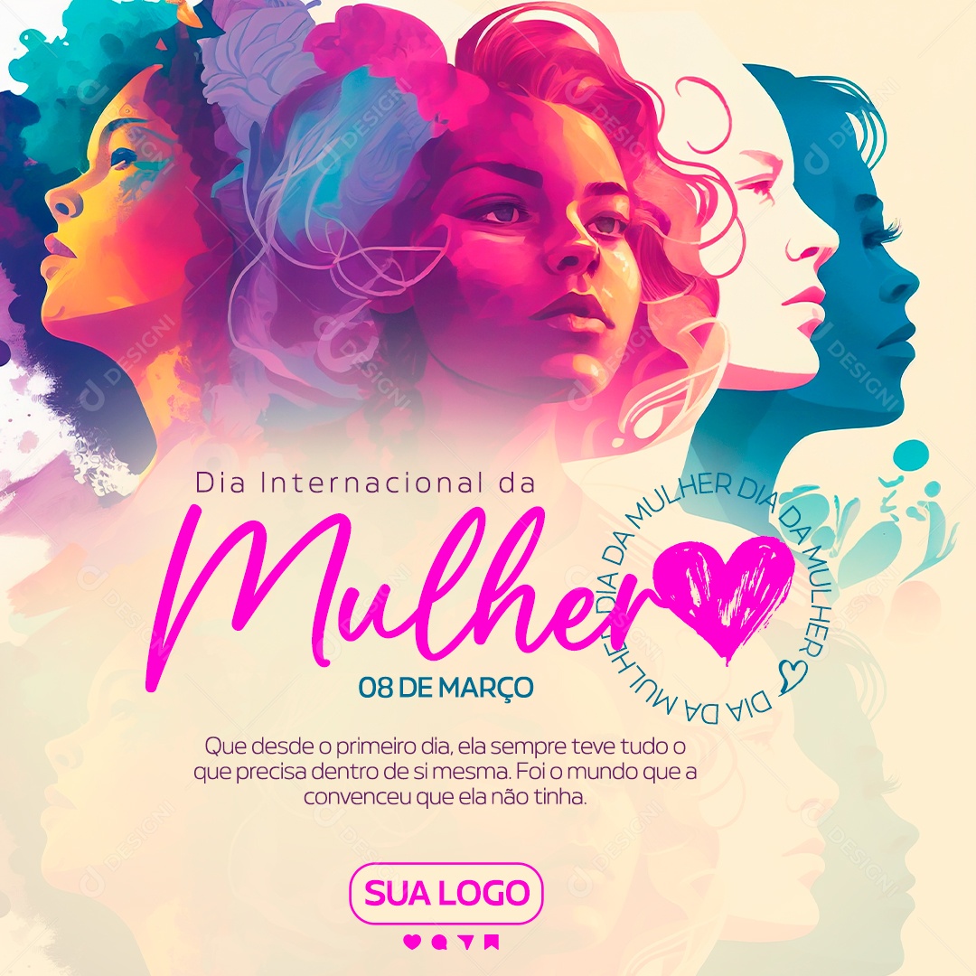 Dia Internacional das Mulheres 8 de Marco Essenciais Simplesmente Social Media PSD Editável