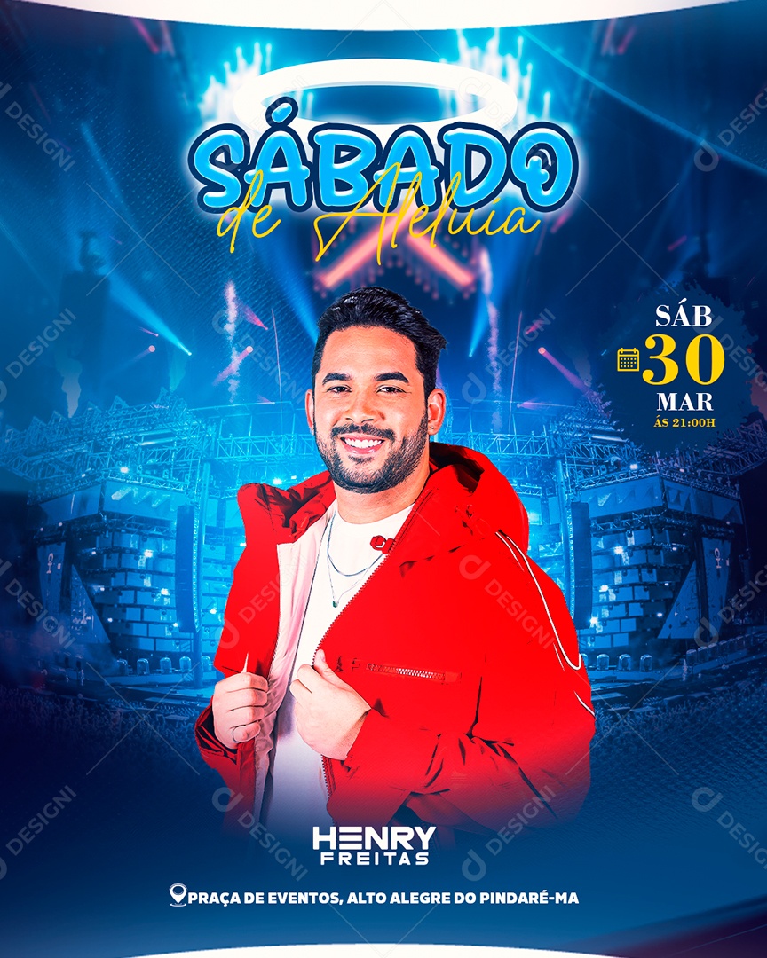 Flyer Sábado de Aleluia Henry Freitas Social Media PSD Editável