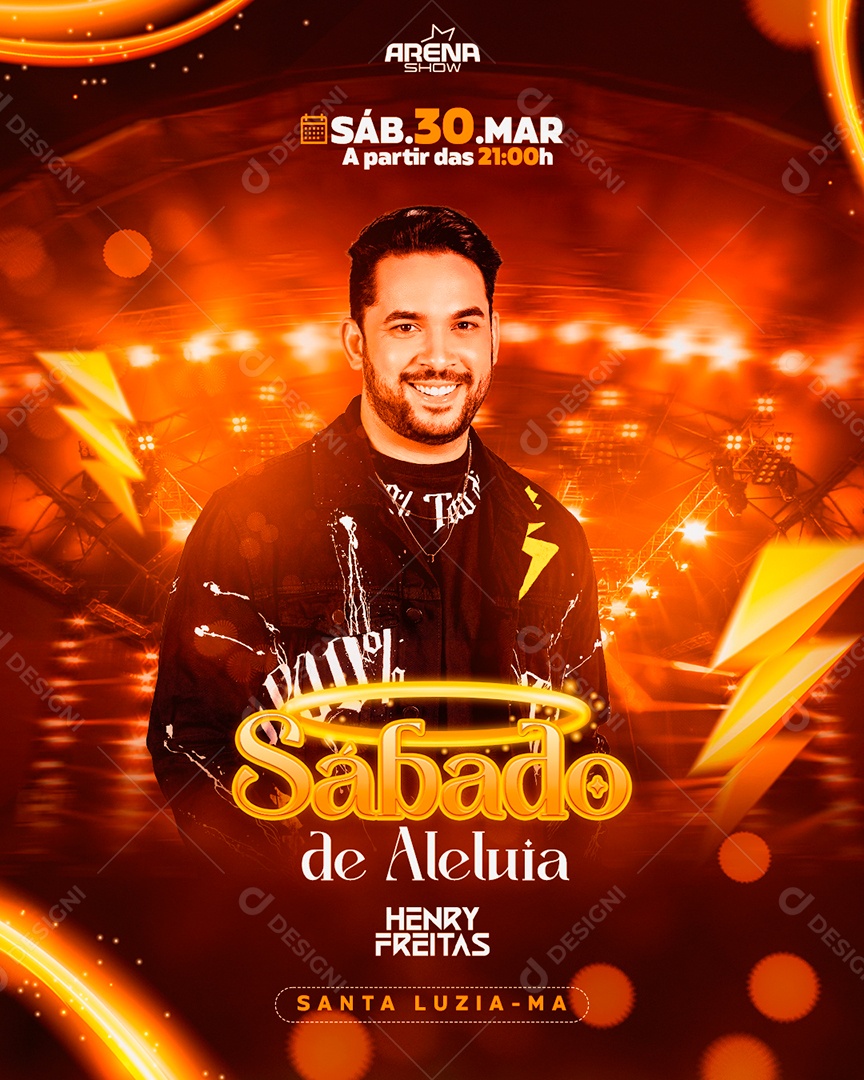 Flyer Sábado de Aleluia Henry Freitas Social Media PSD Editável