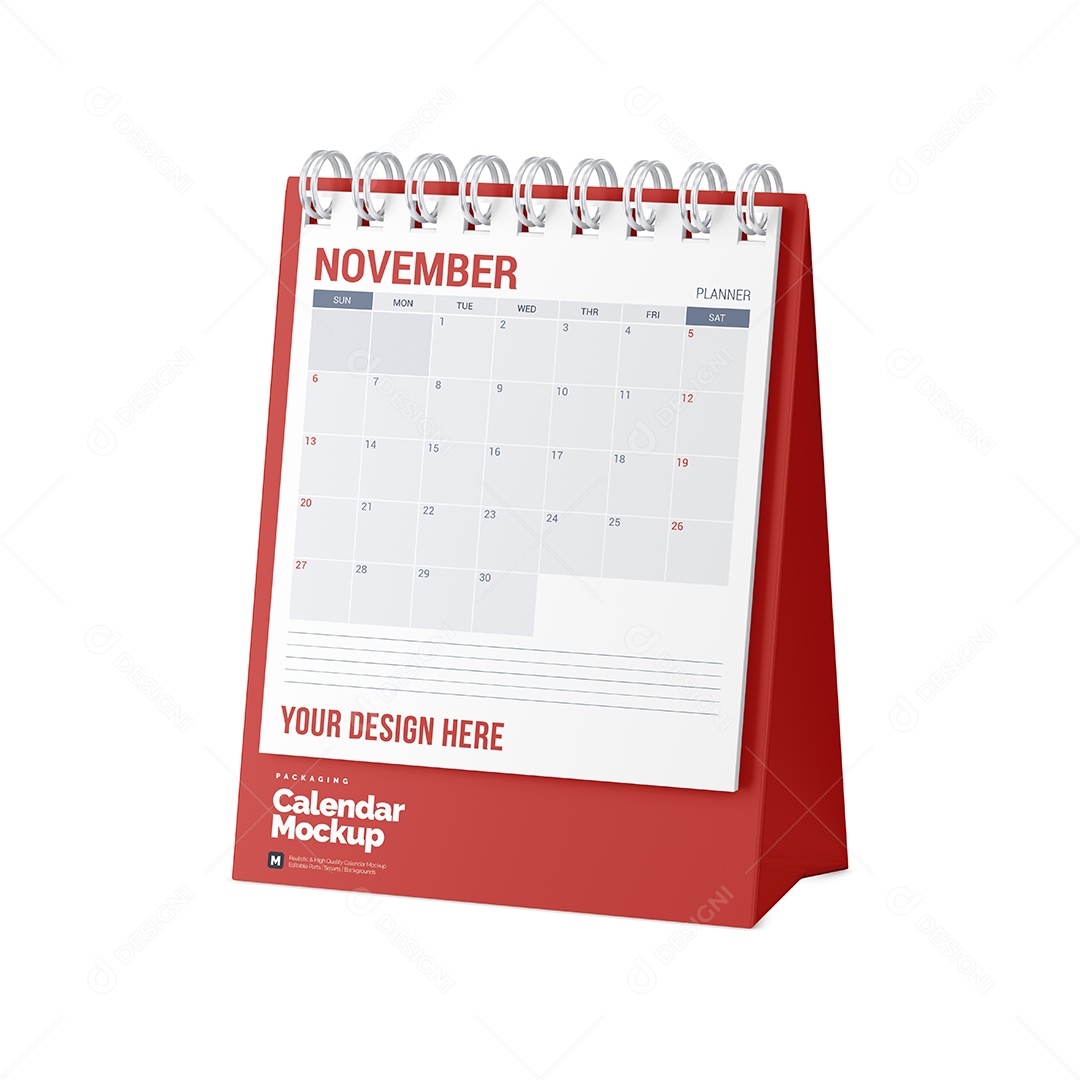Calendário Mockup PSD editável