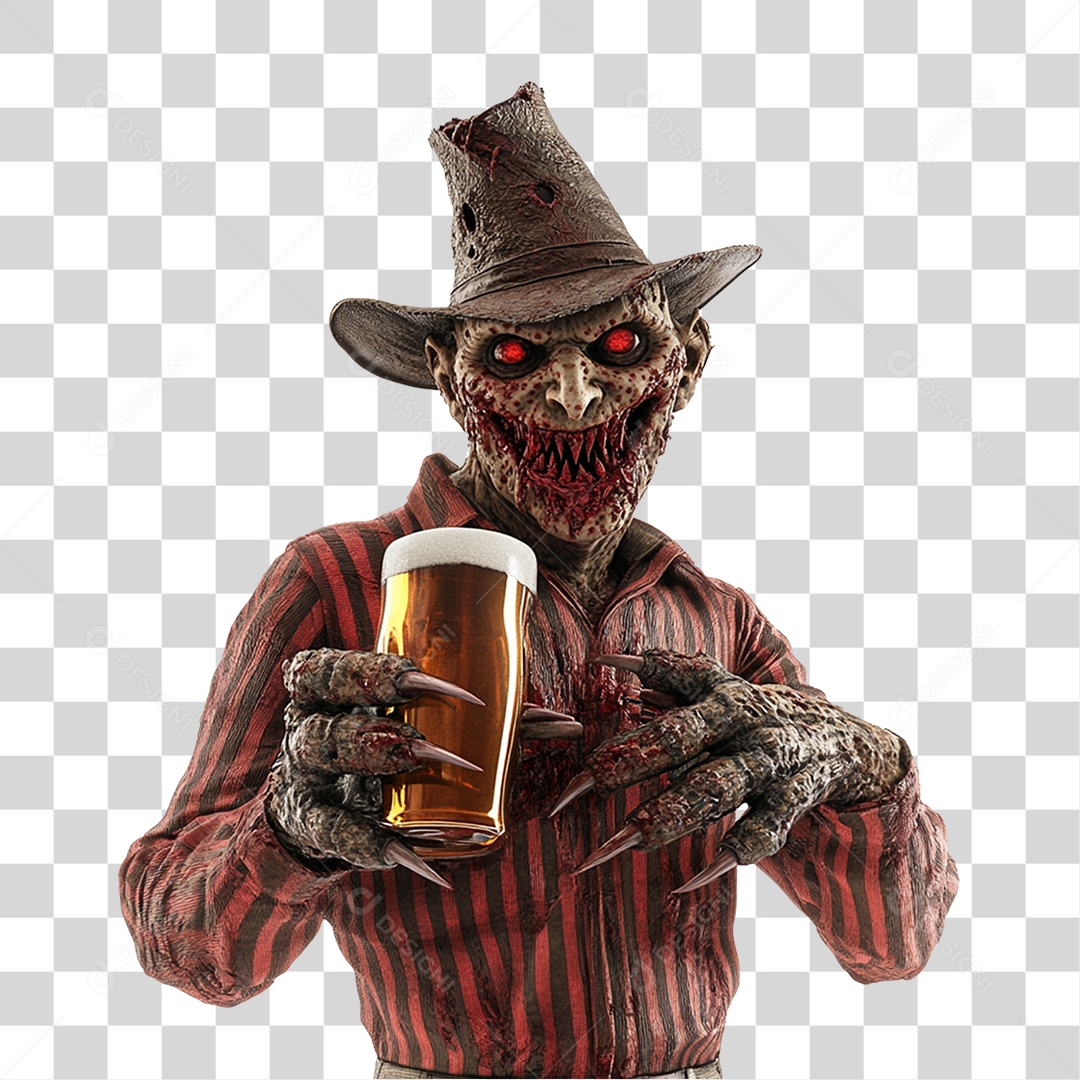 Elemento 3D Freddy Krueger Halloween PNG Transparente