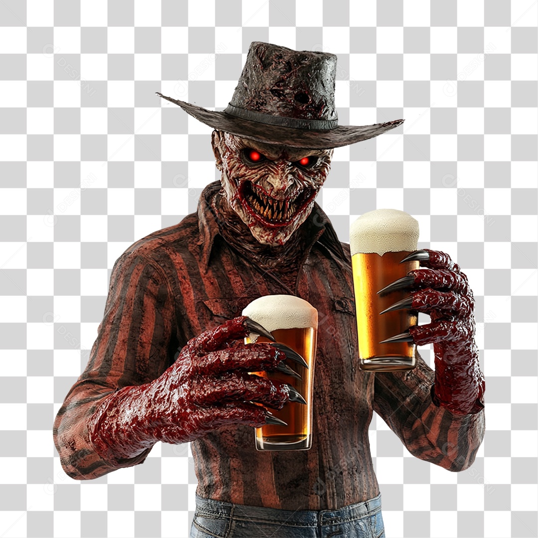 Elemento 3D Freddy Krueger Halloween PNG Transparente