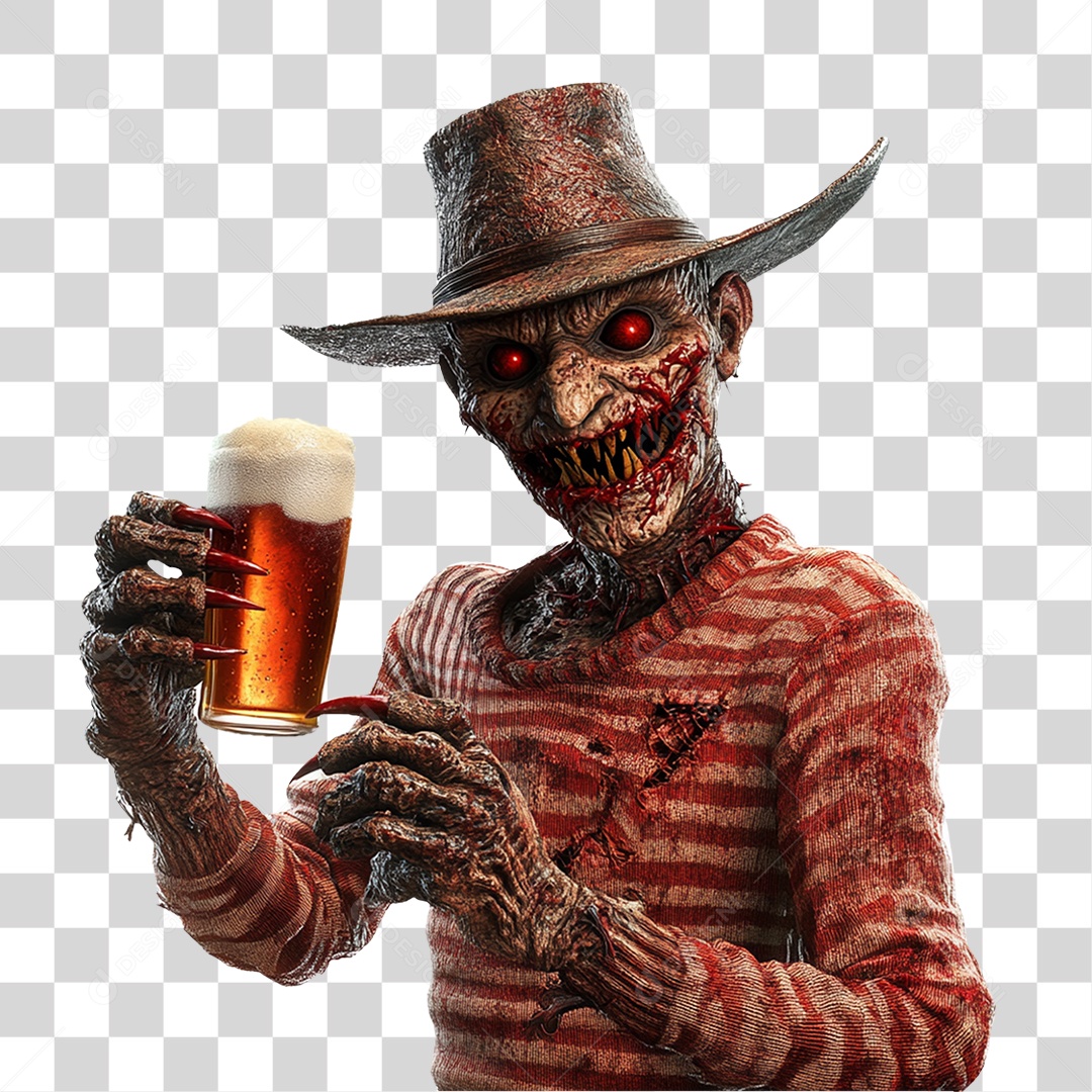 Elemento 3D Freddy Krueger Halloween PNG Transparente