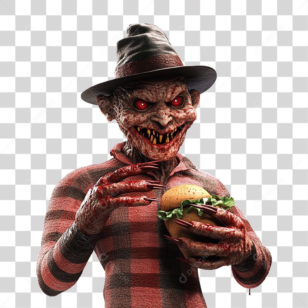 Elemento 3D Freddy Krueger Halloween PNG Transparente