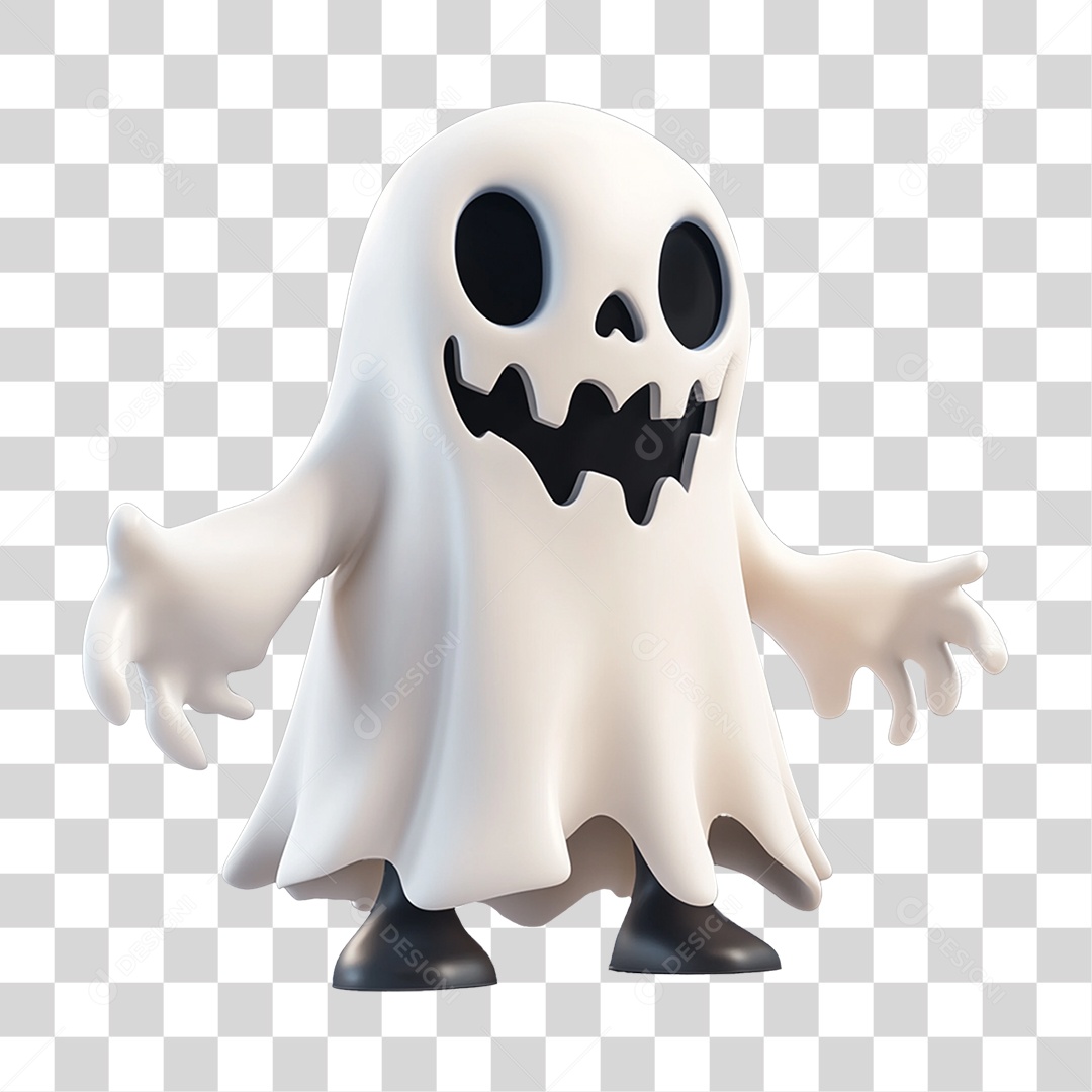 Elemento 3D Fantasma de Halloween PNG Transparente