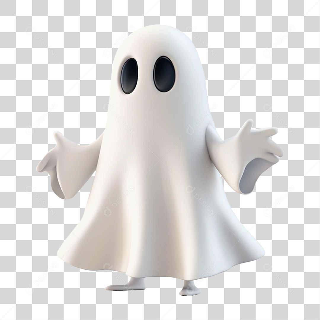 Elemento 3D Fantasma de Halloween PNG Transparente