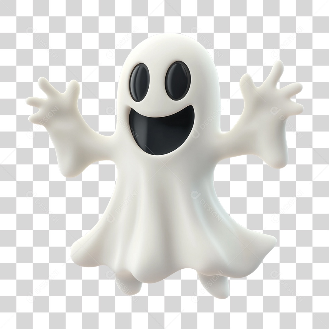 Elemento 3D Fantasma de Halloween PNG Transparente