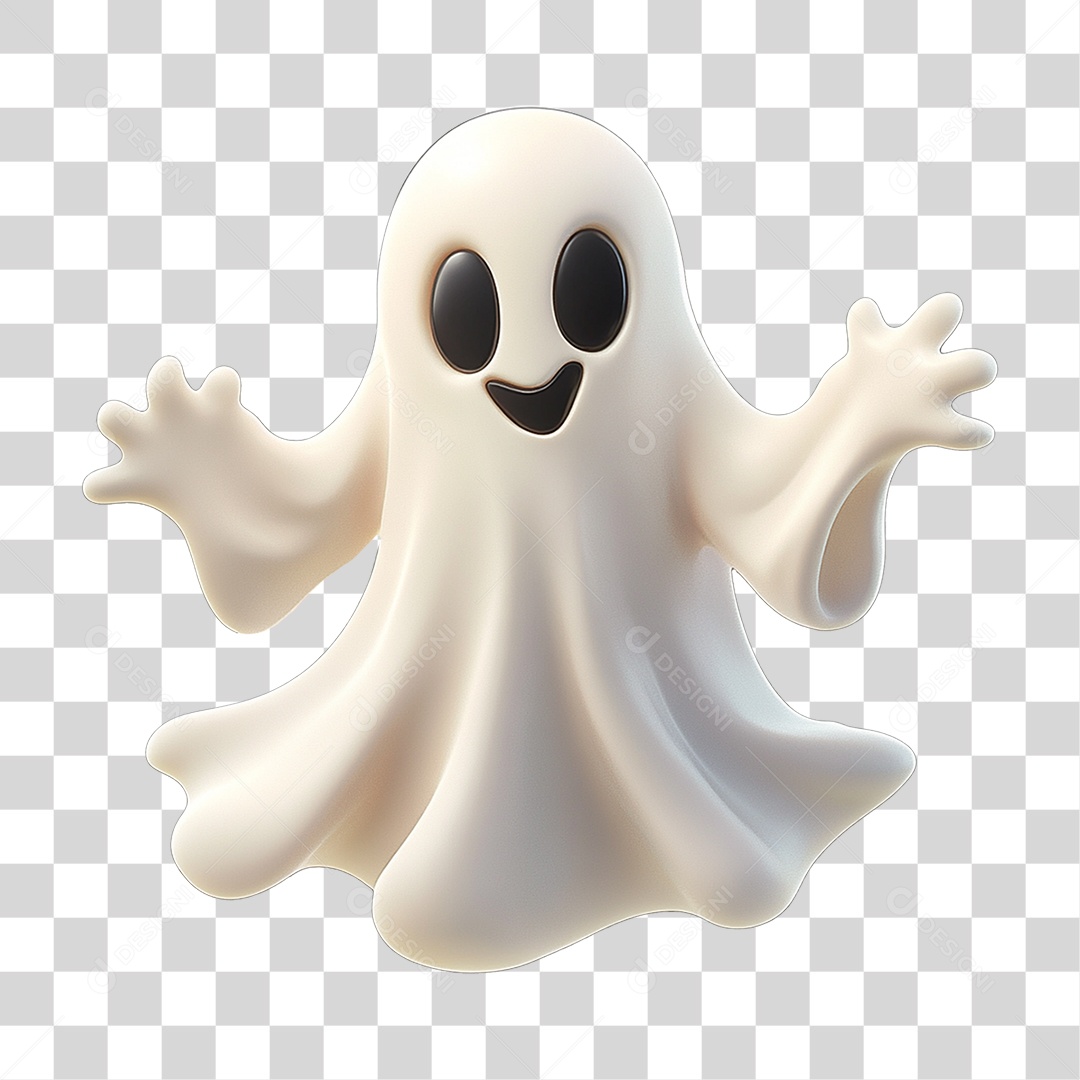 Elemento 3D Fantasma de Halloween PNG Transparente